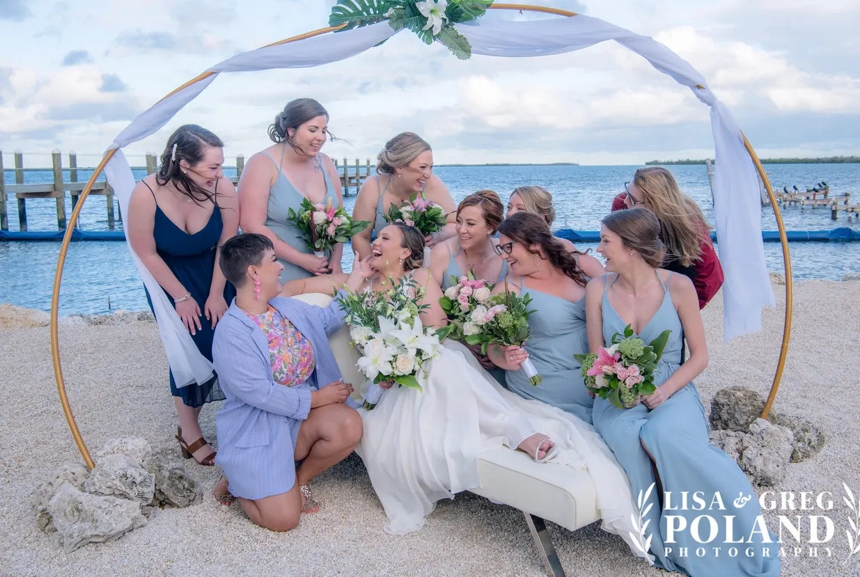 Sunset first dance under string lights
